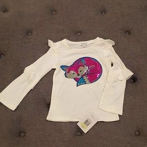 Flapdoodles White Long Sleeve Fox Seq. Shirt w Ruf